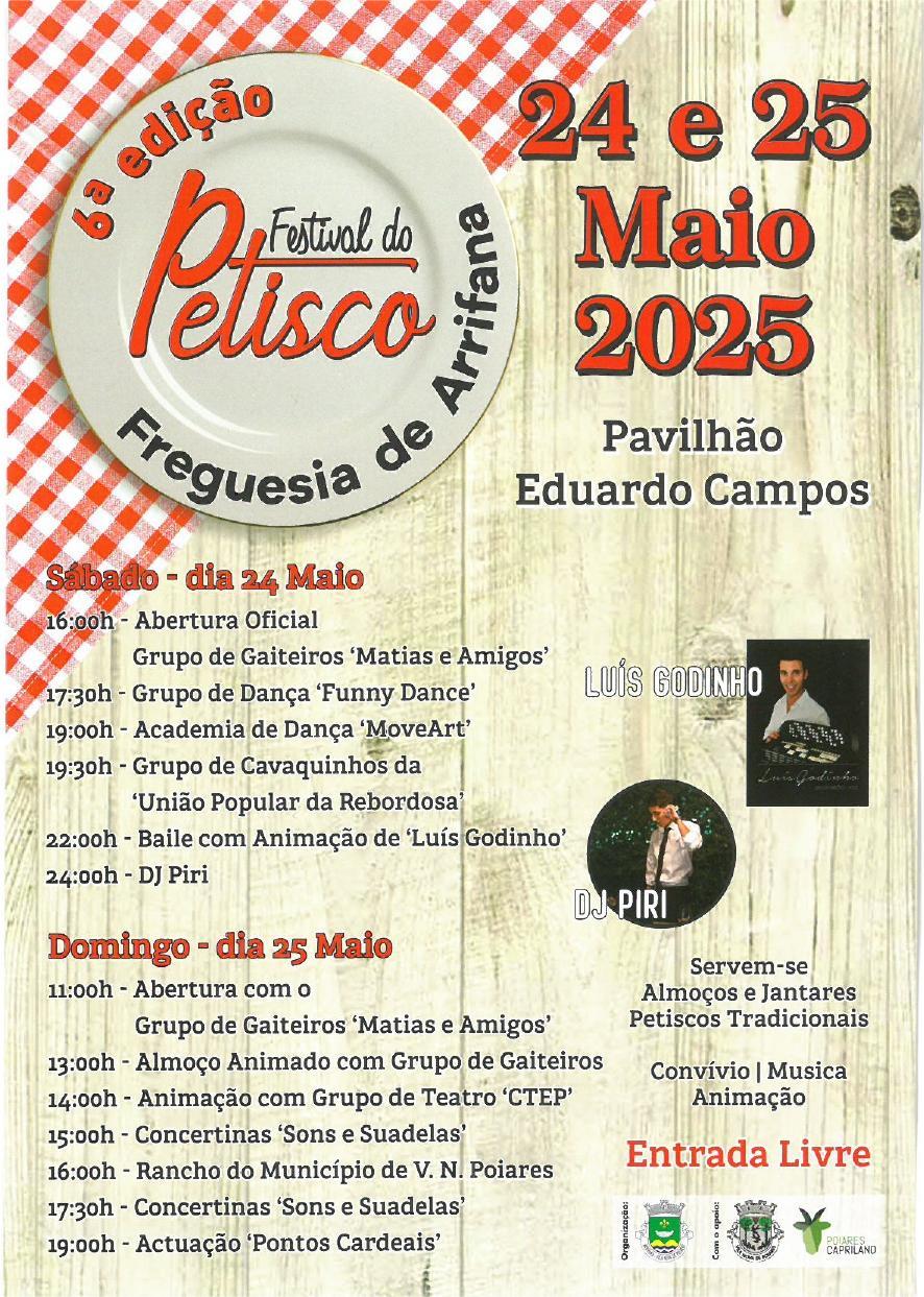 Festival do Petisco na Freguesia de Arrifana 24 e 25 de maio de 2025