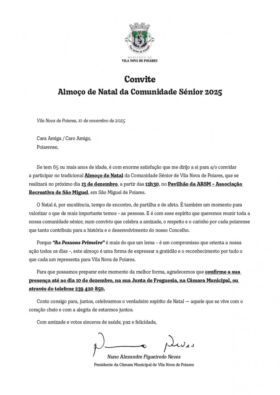 Convite Almo&ccedil;o de natal da comunidade S&eacute;nior 2025