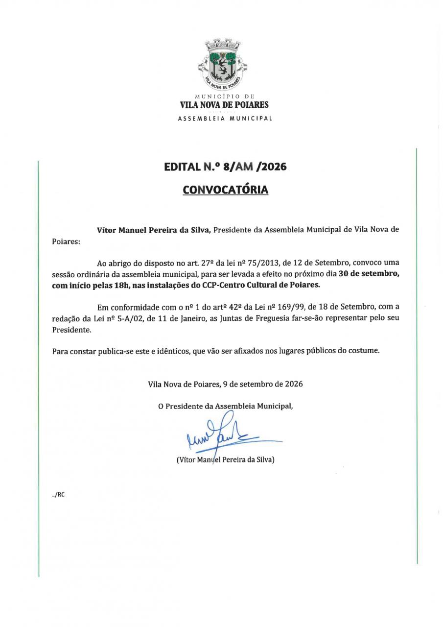 Sess&atilde;o ordin&aacute;ria de Assembleia Municipal